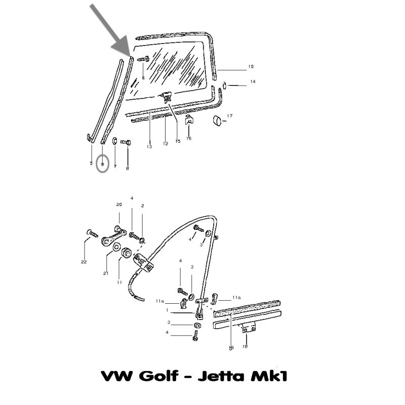 Joint de tour de vitre pour porte avant VOLKSWAGEN LT (1976-1996) 281837709  - LA13100 