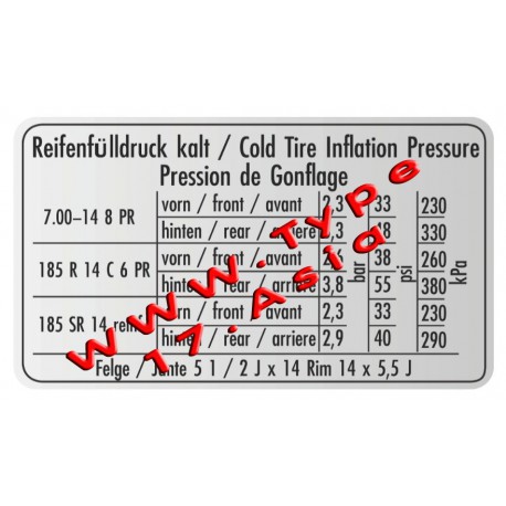 Autocollant pression pneus T3